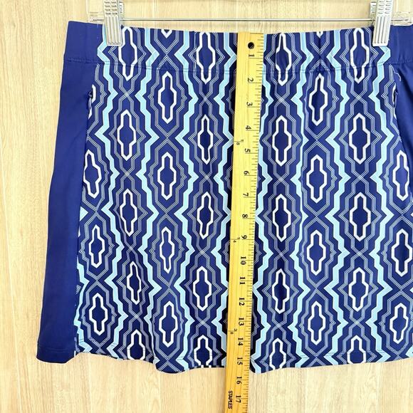 J Mclaughlin Skort Catalina Cloth Skirt Size M Blue White Geometric Print Sport - Picture 8 of 12
